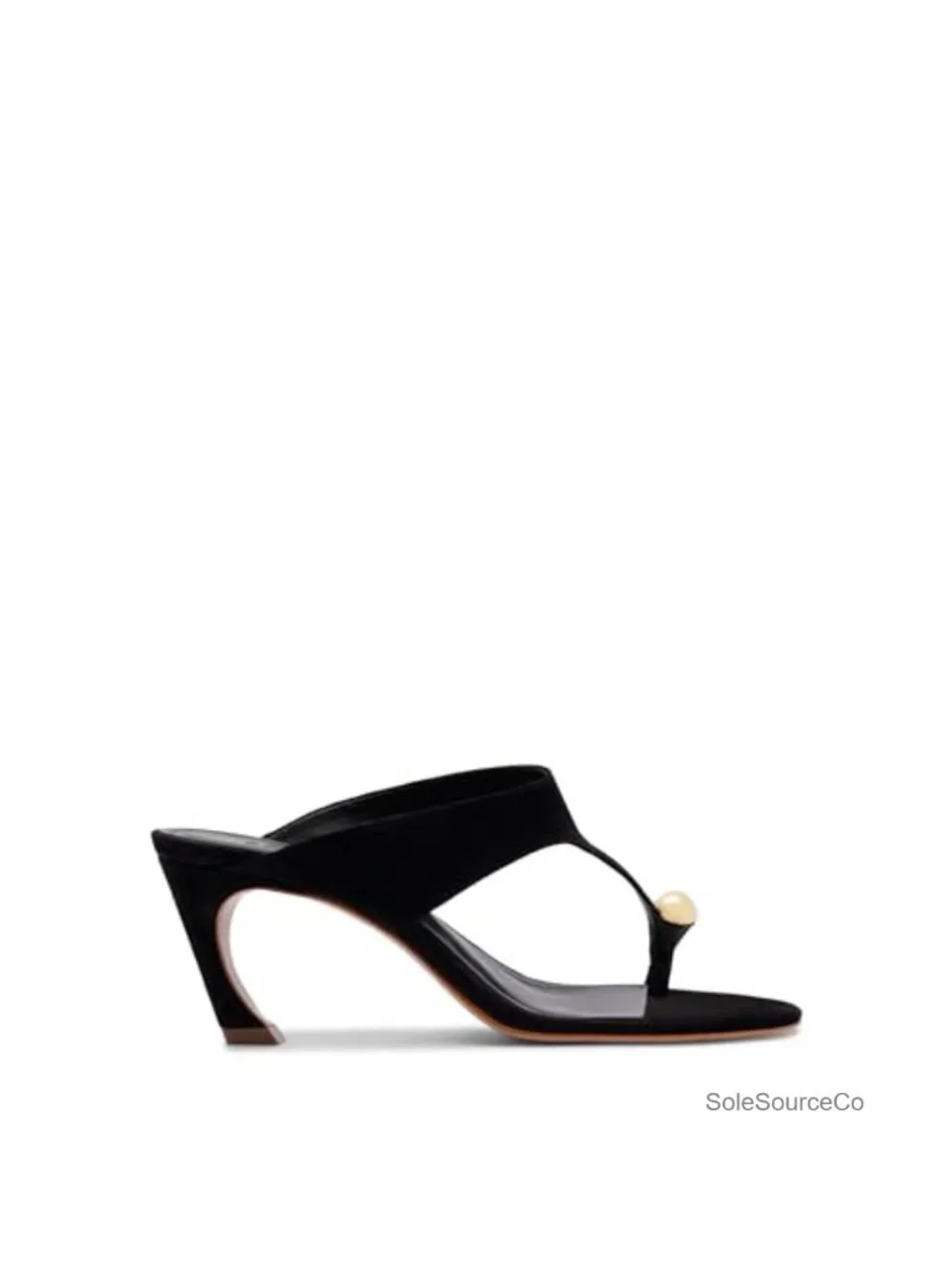 Heeled Sandal - Suede - Slip On - Toe Ring Detail - Sculptural Heel
